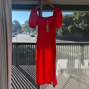NWT 100% Linen Red Dress from NA-KD. Size XS